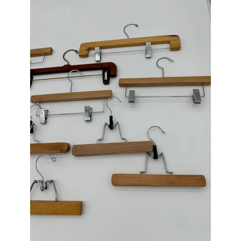 Wooden Pant‎ Skirt Hangers Lot of 11 Vintage Style Brown